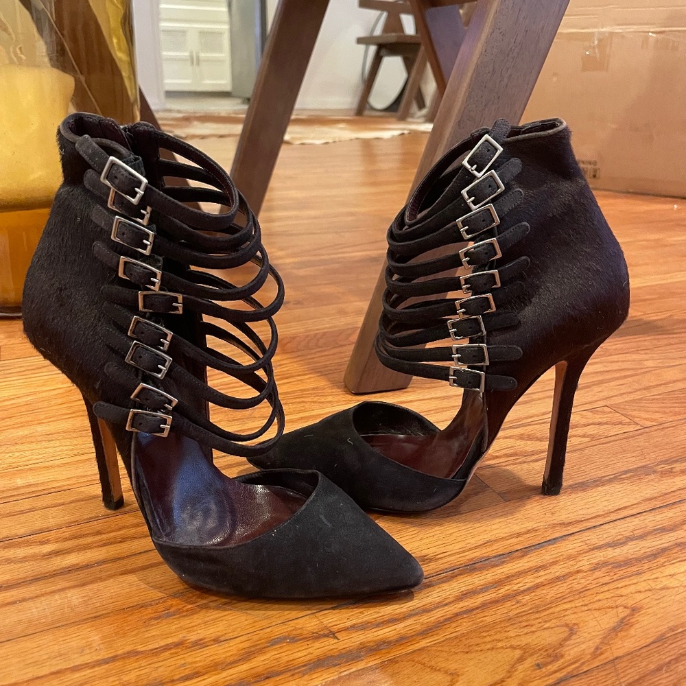Oscar de la Renta Black Cage Heels